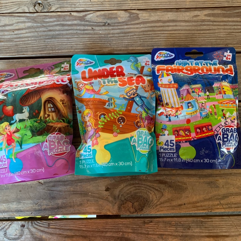 3 New Grafix 45 piece puzzles